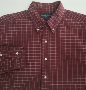 Ralph Lauren Mens Classic Fit Red Plaid Shirt Size XL Long Sleeve Button Down